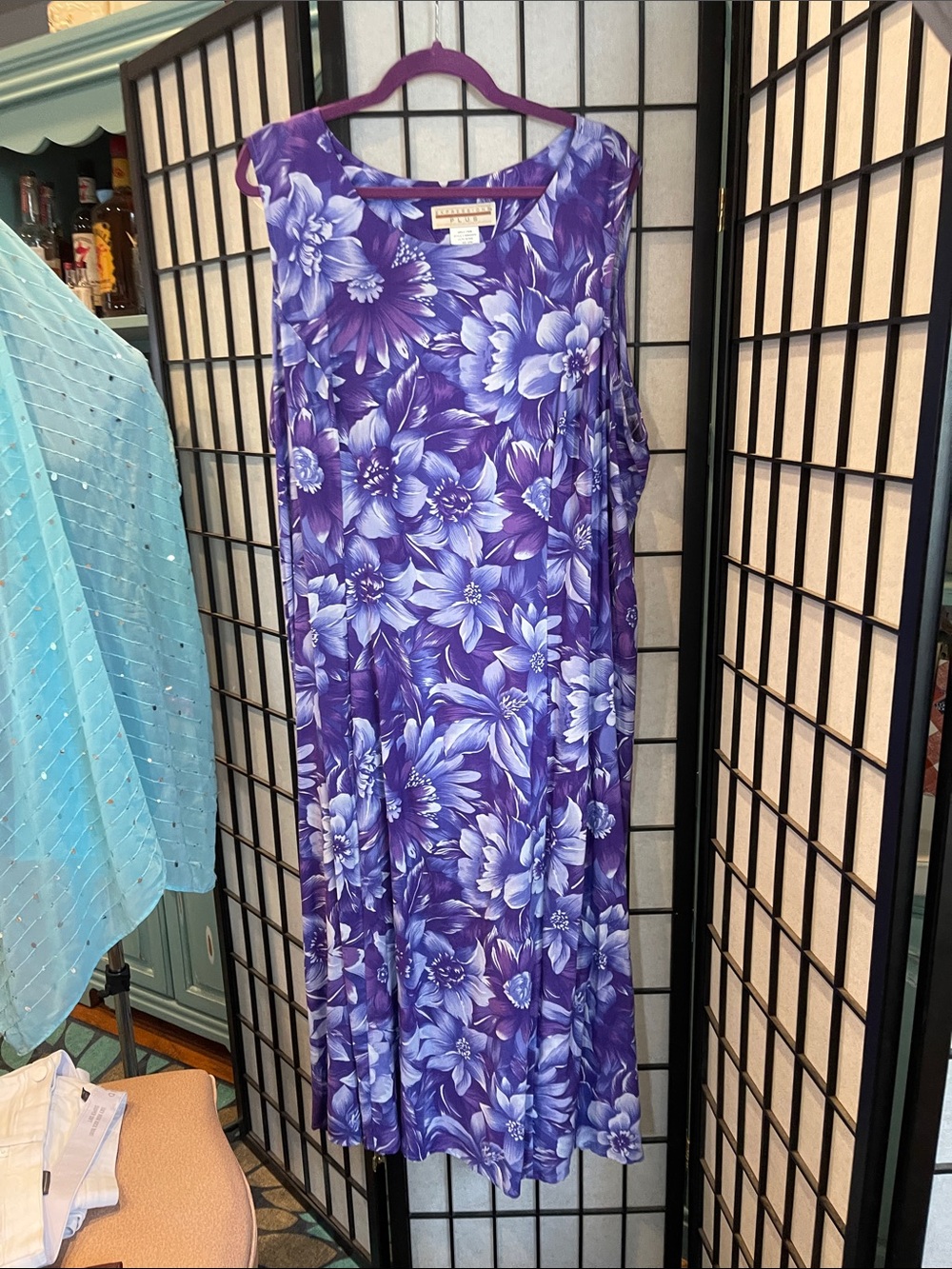 Expressions Purple Floral Sleeveless Maxi Dress